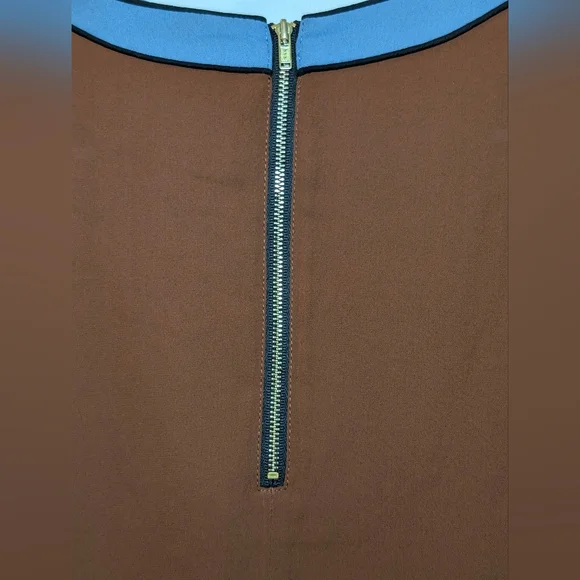 Pari Passu Women's Plus Size 16 Georgette Marni Top Brown Blue Luxury Blouse NWT - Picture 7 of 7